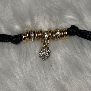 cord bracelet with pave beading